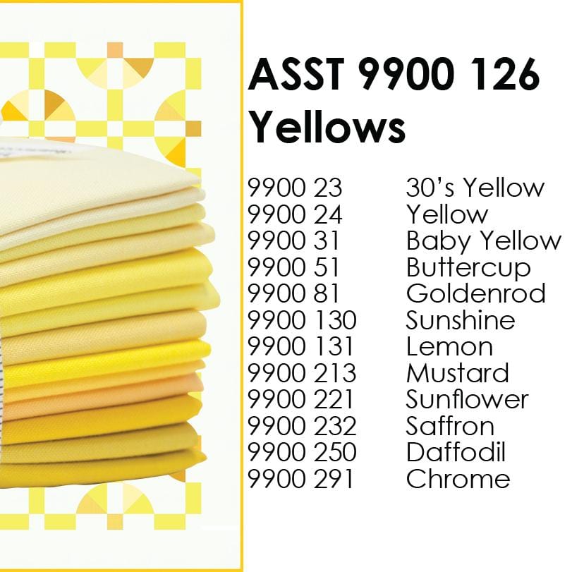 Yellow - Bella Solids Fat Quarter Bundle
