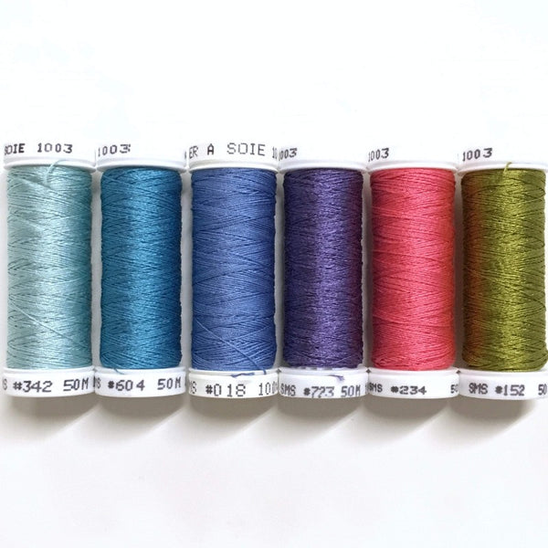Blue Poppies - Soie 100/3 Thread Collection - Purple Daisies Quilting