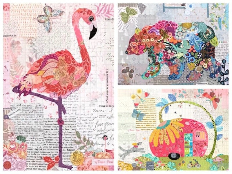 Teeny Tiny Collage Pattern Group #3: Flamingo, Bear, Trailer