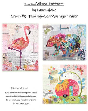 Teeny Tiny Collage Pattern Group #3: Flamingo, Bear, Trailer