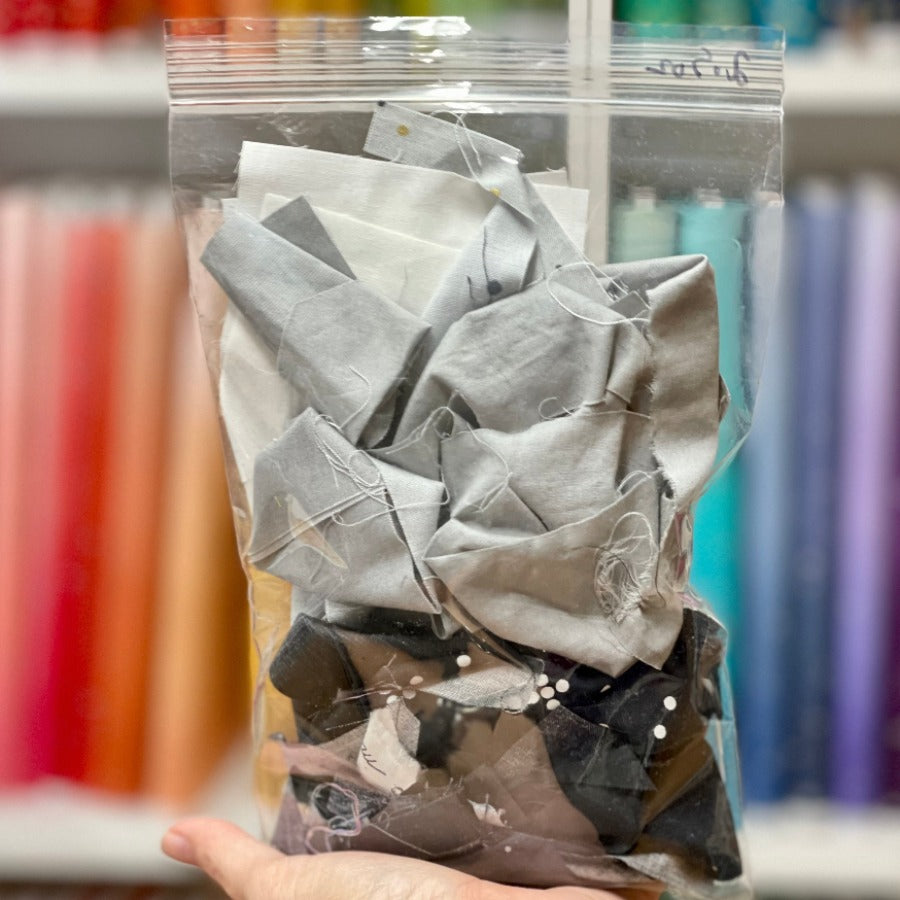 2.5 oz Grey and Black Fabric Scrap Pack