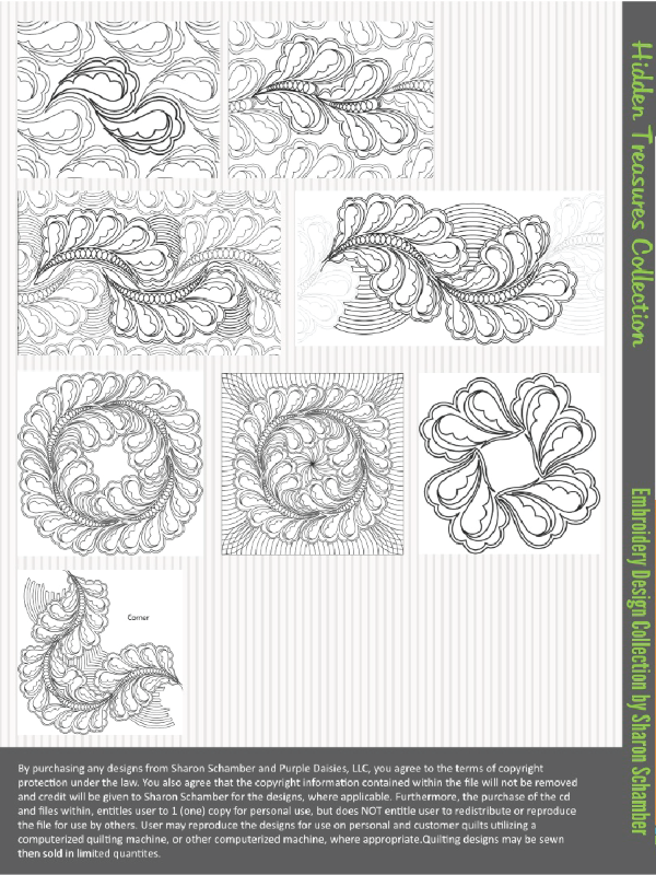 Hidden Treasures digitized longarm and machine embroidery designs by Sharon Schamber