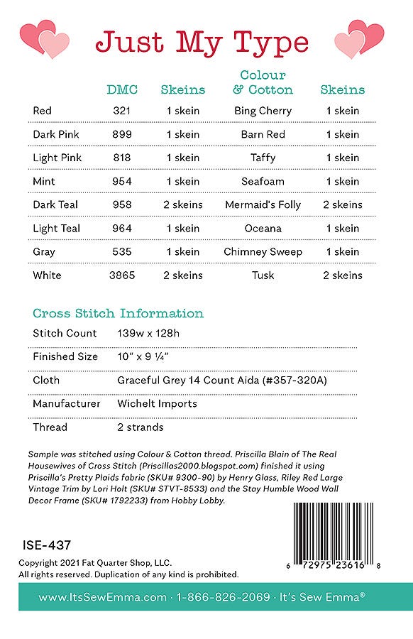 Just My Type - Cross Stitch Pattern