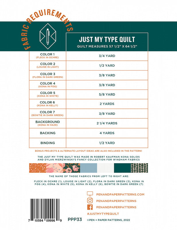 Just My Type Quilt Pattern
