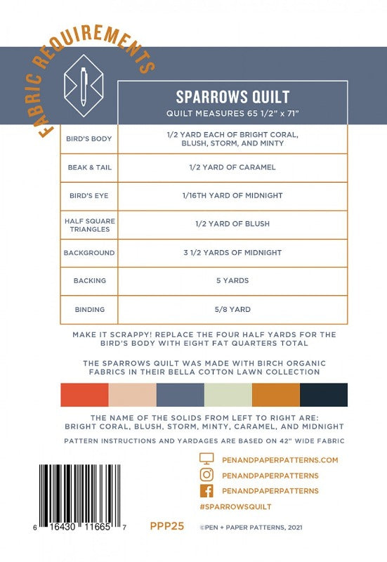 Sparrows Quilt by Pen + Paper Patterns