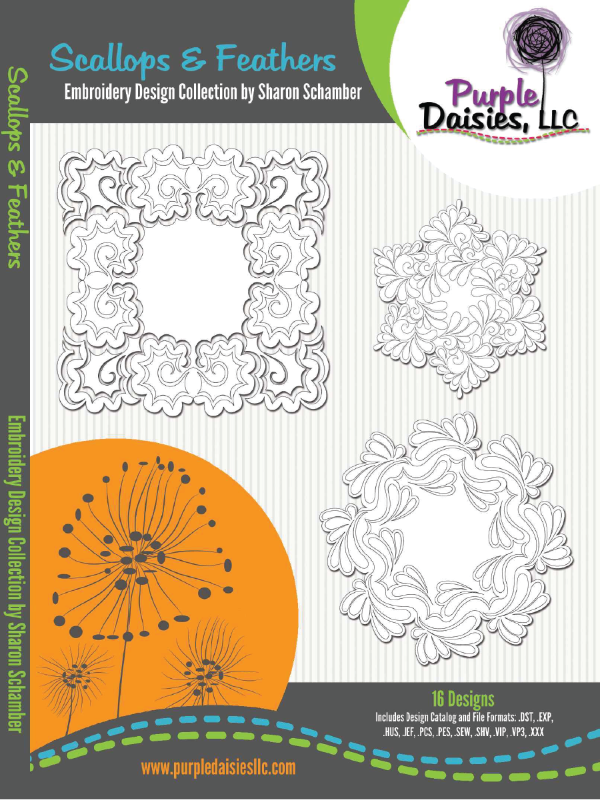 Scallops & Feathers digitized longarm and machine embroidery designs by Sharon SchamberScallops & Feathers Collection