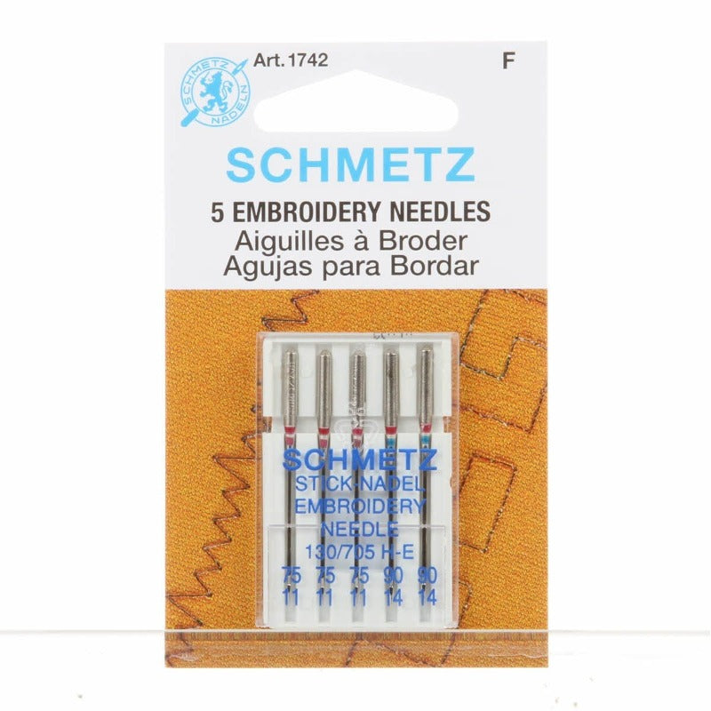 Schmetz Embroidery Needles 15x1 Available in size 11, 14, Assortment p –  Central Michigan Sewing Supplies Inc.