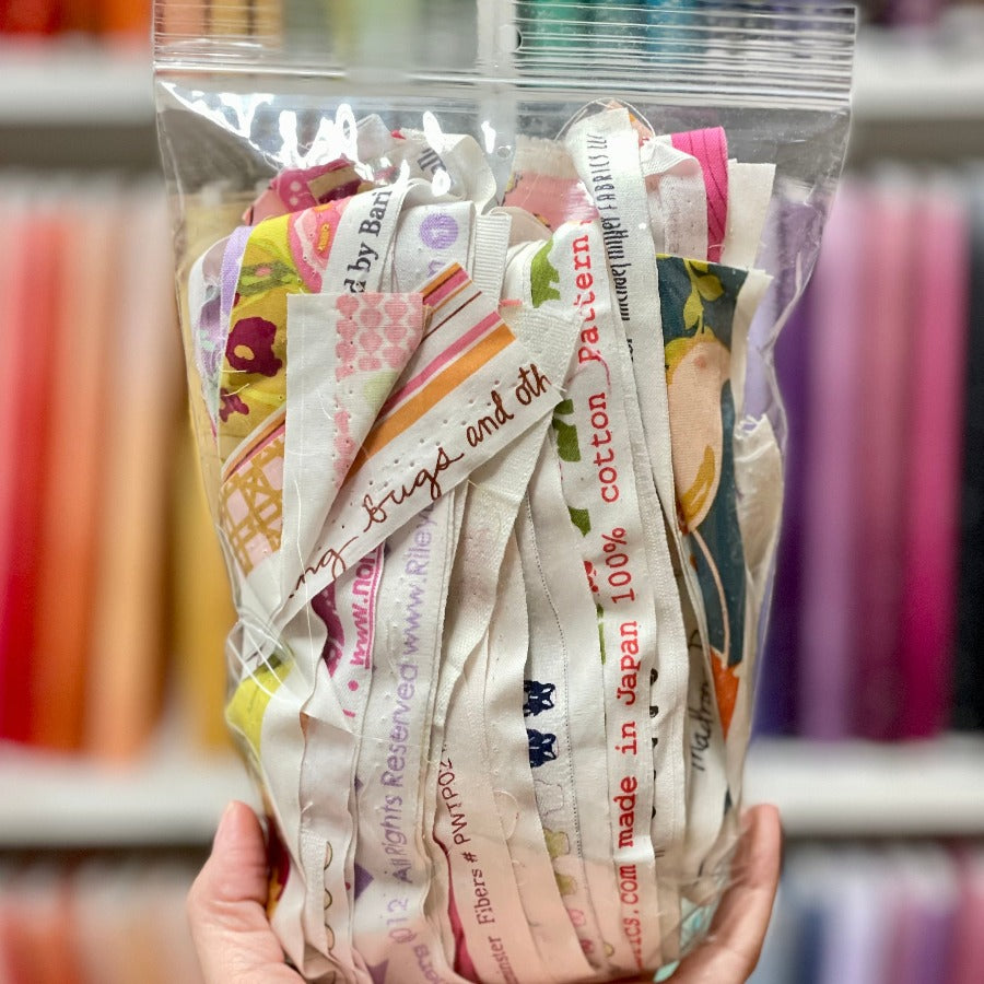 5 oz Selvage Fabric Strips Scrap Bag