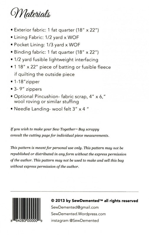 Sew Together Bag by Sew Demented