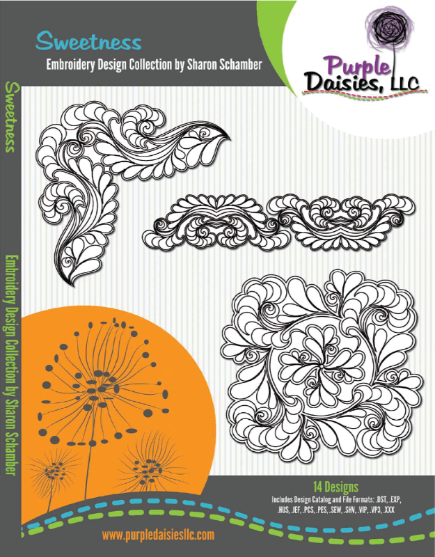 Sweetness digitized longarm and machine embroidery designs by Sharon Schamber