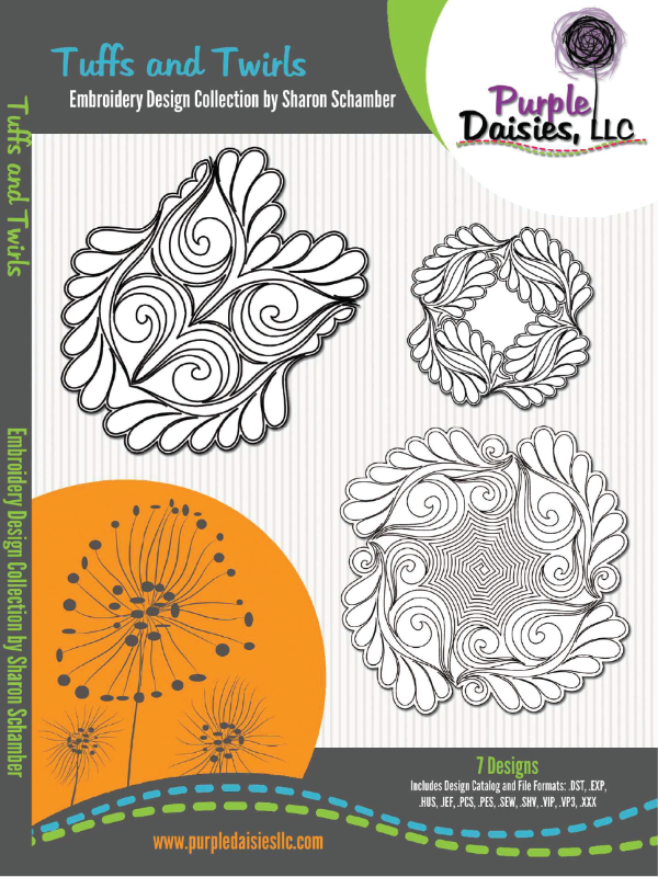Tuffs & Twirls digitized longarm and machine embroidery designs by Sharon Schamber